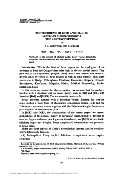 the theorems of beth and craig in abstract model theory. i. the
