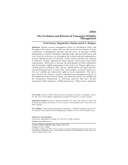 The Evolution and Reform of Tanzanian Wildlife Management