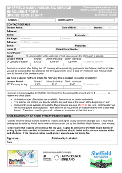 sheffield music hub/music service enrolment form spring term 2016-17