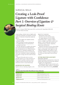 Creating a Leak-Proof Ligature with Confidence Part 1: Overview of