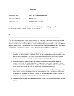 Agreed Fees: Management Fees &pound;150 + 10 % of