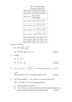 2001 Pure Maths Paper 2