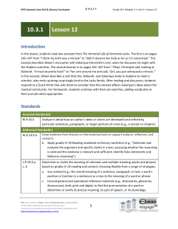 Grade 10 ELA Module 3, Unit 1, Lesson 12