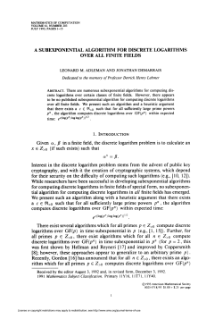 a subexponential algorithm for discrete logarithms over all finite fields