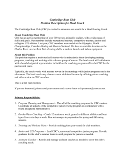 Cambridge Boat Club Position Description for Head Coach