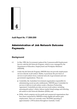 Chapter 6: Administration of Job Network Outcome payments
