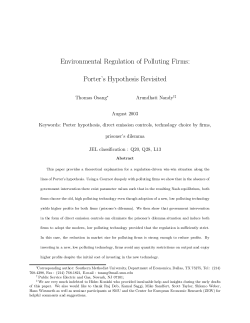 Environmental Regulation of Polluting Firms: Porter`s