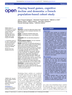 Playing board games, cognitive decline and dementia
