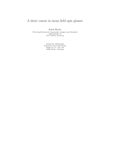 A short course in mean field spin glasses