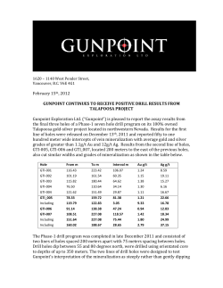 February 15th, 2012 GUNPOINT CONTINUES TO RECEIVE