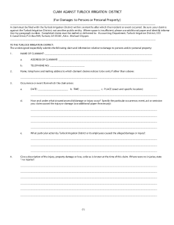 TID Claim Form - Turlock Irrigation District