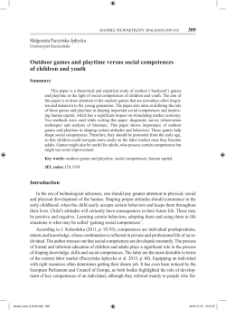 Outdoor games and playtime versus social competences of