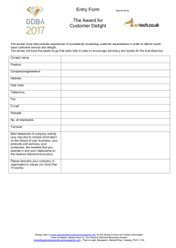 Entry Form - The Award for Customer Delight 2017