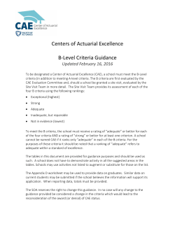 B-Level Criteria Guidance