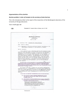 1 Argumentations of the scientists Decision problem 1 Letter