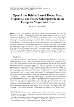 Open Arms Behind Barred Doors: Fear, Hypocrisy and Policy