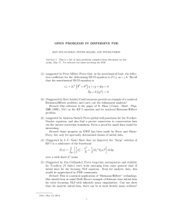 OPEN PROBLEMS IN DISPERSIVE PDE (1) (suggested by Peter