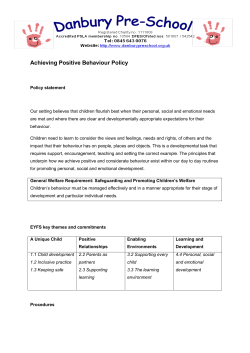 Achieving Positive Behaviour Policy - Danbury Pre
