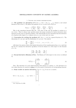 MISCELLANEOUS CONCEPTS OF MATRIX ALGEBRA 1. Vector
