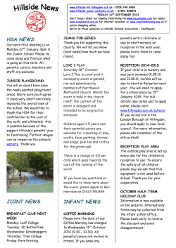 HSA NEWS Our next HSA meeting is on Monday 22nd January