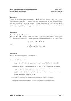 Exercise 1: Assume we are working with a model y = X&beta; + ϵ, E(ϵ