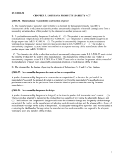 RS 9:2800.51 CHAPTER 3. LOUISIANA PRODUCTS LIABILITY ACT