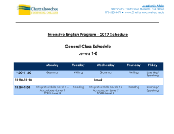 Intensive English Program - 2017 Schedule General Class