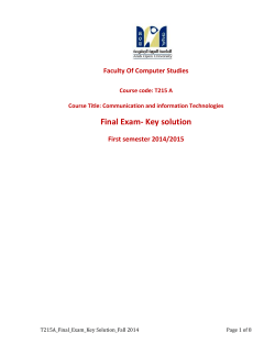 Faculty Of Computer Studies Course code: T215 A Course Title