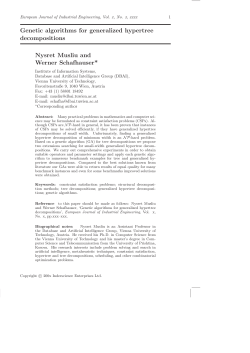 Genetic algorithms for generalized hypertree