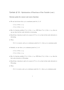 Lecture # 14 - Optimization of Functions of One Variable (cont.)