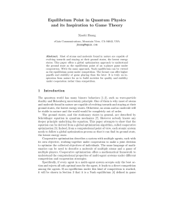 Equilibrium Point in Quantum Physics and its Inspiration to Game