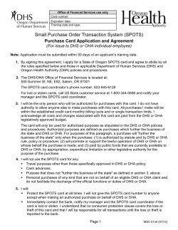 (SPOTS) Purchase Card Application and Agreement