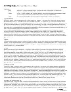 Formsprag LLC Terms and Conditions of Sale