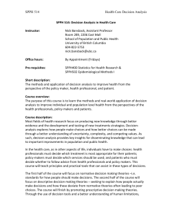 SPPH 514 Health Care Decision Analysis SPPH 514