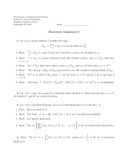 Homework Assignment 5 1. Let p be a prime number