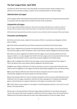 The East League Rules April 2016