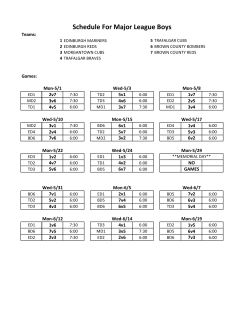 Schedule For Major League Boys
