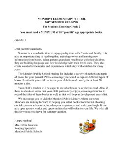 Summer Reading Log - Mondovi School District