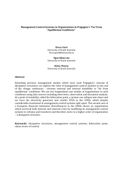 Management Control Systems in Organizations in Prigogine`s &ldquo;Far