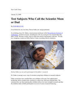 Test Subjects Who Call the Scientist Mom or Dad