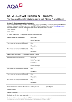 AS and A-level Drama and Theatre Co-teaching Play
