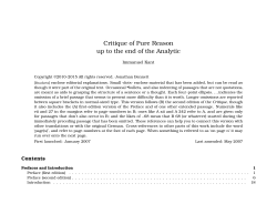 Critique of Pure Reason up to the end of the Analytic