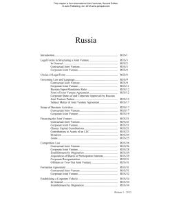IJV Joint Ventures in Russia