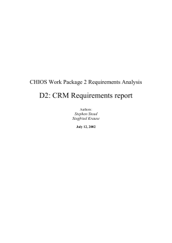 CHIOS Work Package 2 Requirements Analysis