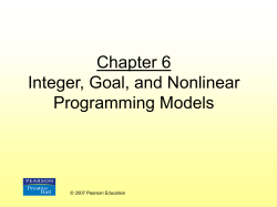 Integer, Goal, and Nonlinear Programming