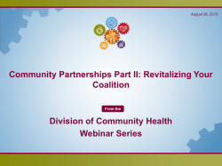 Community Partnerships Part II: Revitalizing Your Coalition