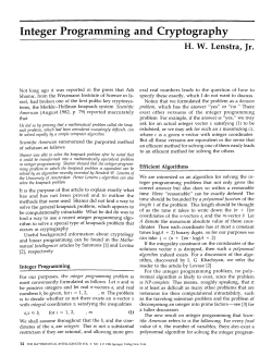 Integer Programming and Cryptography