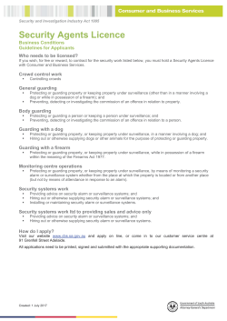 Security Agents Licence - Consumer and Business Services