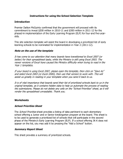 Instructions for using the School Selection Template