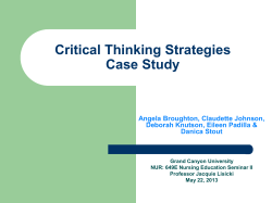 Critical Thinking Strategies Case Study